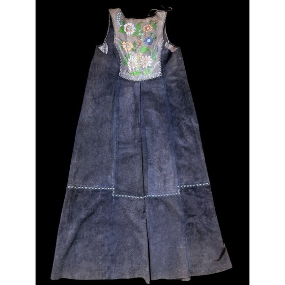 Vtg 70s Char Vest Duster Jacket Hand painted Floral Flower Boho Hippie Hippy - Picture 8 of 16